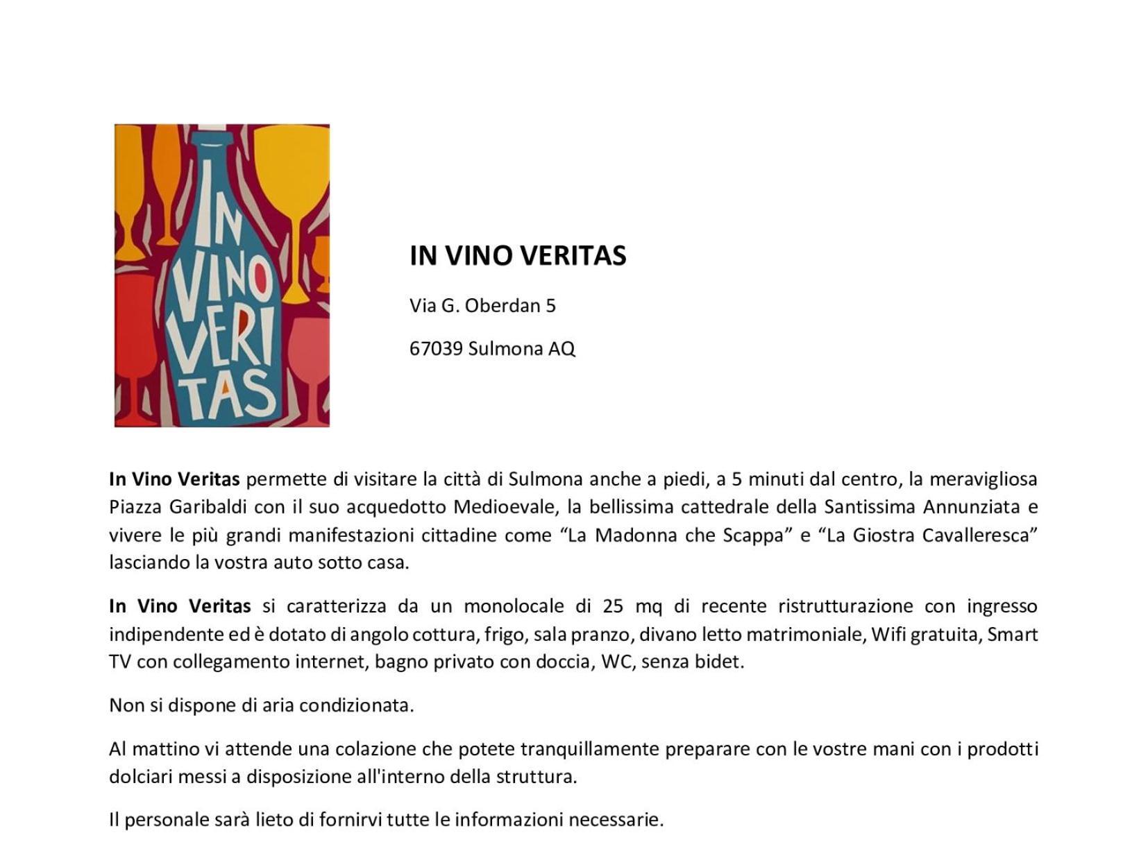 In Vino Veritas Сульмона Экстерьер фото